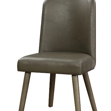 GOODSILO Gray Synthetic Leather and Oak Finish Side Chair Set