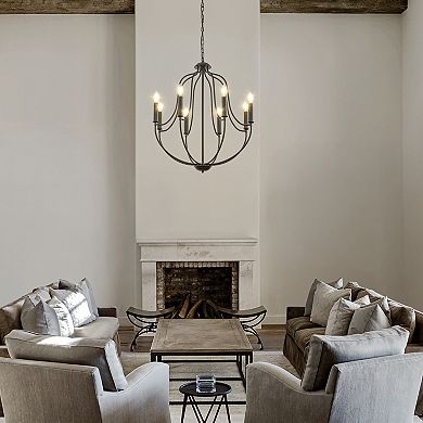 26'' 8-Light Modern Matt Black Classic Candelabra Chandelier Farmhouse Candle Pendant Light