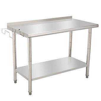 48"x24"x35" Workbench Without Casters, With Rear Bumper And 08 Curved Edge, Detachable Garbage Rack