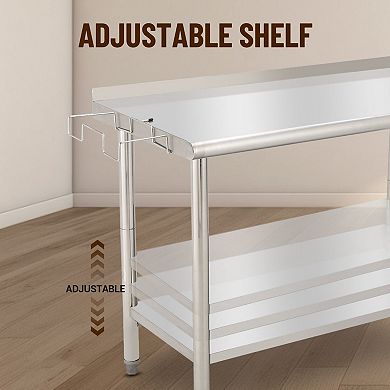 48"x24"x35" Workbench Without Casters, With Rear Bumper And 08 Curved Edge, Detachable Garbage Rack