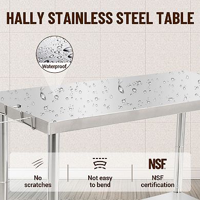 48"x24"x35" Workbench Without Casters, With Rear Bumper And 08 Curved Edge, Detachable Garbage Rack