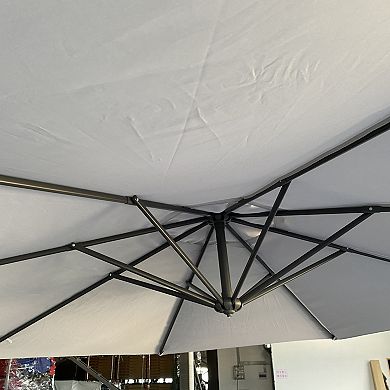 WOW PIONEER 10ft Offset Patio Umbrella with Easy Tilt Adjustment and Crank Mechanism