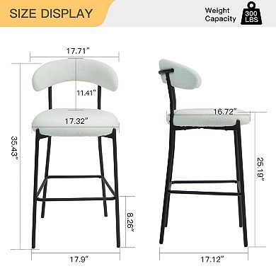 GOODSILO Teddy Fabric Covered Counter Height Bar Stool with Footrest and Powder Coated Base