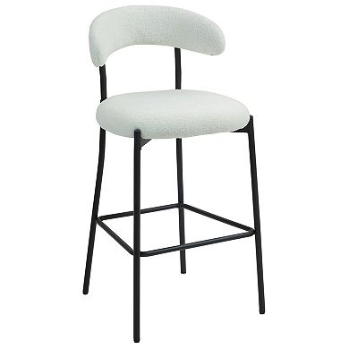 GOODSILO Teddy Fabric Covered Counter Height Bar Stool with Footrest and Powder Coated Base