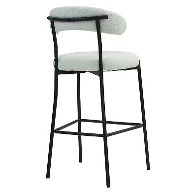 GOODSILO Teddy Fabric Covered Counter Height Bar Stool with Footrest and Powder Coated Base