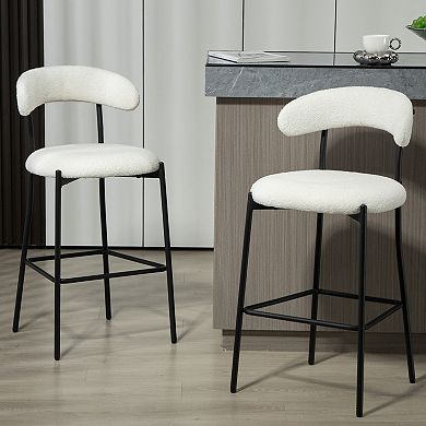 GOODSILO Teddy Fabric Covered Counter Height Bar Stool with Footrest and Powder Coated Base