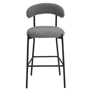 GOODSILO Teddy Fabric Covered Counter Height Bar Stool with Footrest and Powder Coated Base