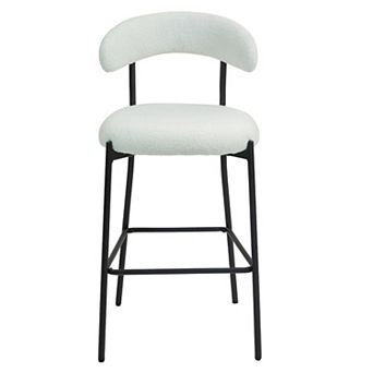 GOODSILO Teddy Fabric Covered Counter Height Bar Stool with Footrest and Powder Coated Base