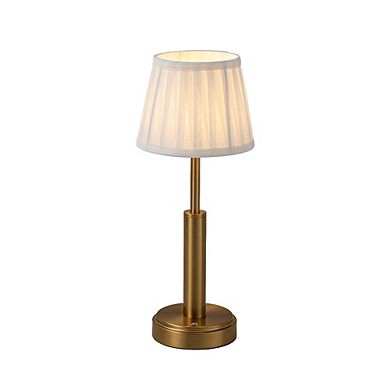 16'' Vintage Fabric Shade Rechargeable LED Table Lamp Touch Control Cordless USB Nightstand Lamp