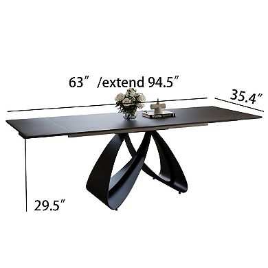 Modern Expandable Dining Table - 63" to 94.5" Extendable Dining Room Table for 6-12