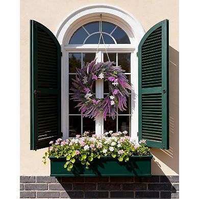 20 Inch Artificial Purple Lavender Wreath, Wildflower Floral Wreath for Front Door, Spring Decor