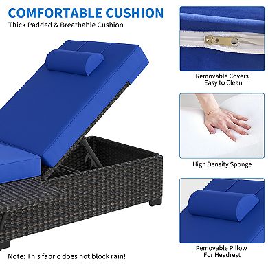 2-Piece Outdoor PE Wicker Chaise Lounge Chairs