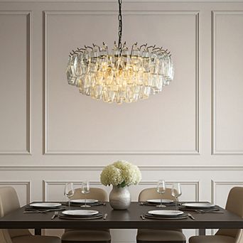 28'' Midcentury Modern Murano Glass Round Chandeliers 6-Light Handblown Glass Pendant Light Fixture