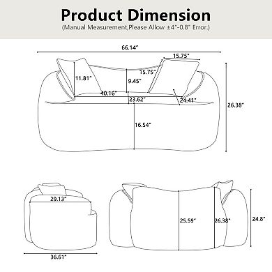 GOODSILO Compact Curved Two-Person Sofa with Armrests and Pillows