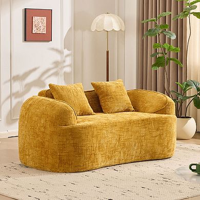 GOODSILO Compact Curved Two-Person Sofa with Armrests and Pillows