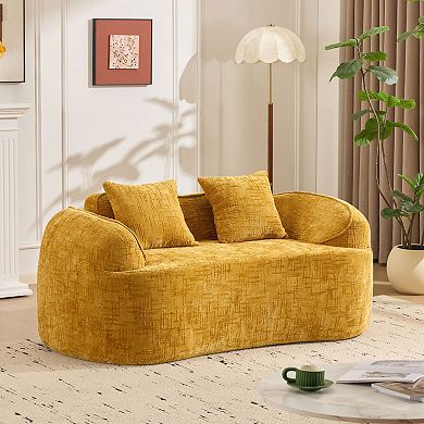 GOODSILO Compact Curved Two-Person Sofa with Armrests and Pillows