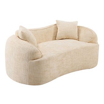 GOODSILO Compact Curved Two-Person Sofa with Armrests and Pillows