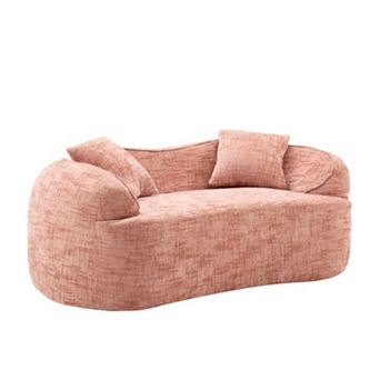 GOODSILO Compact Curved Two-Person Sofa with Armrests and Pillows
