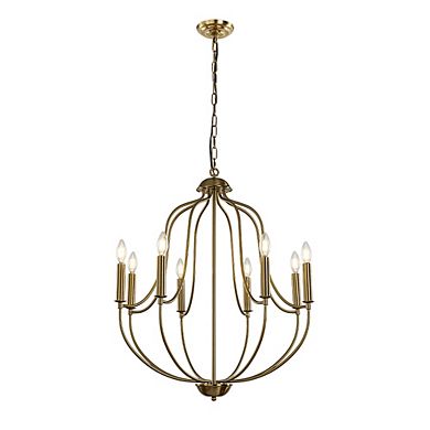 26'' 8-Light Modern Brass Mid-Century Modern Candelabra Chandelier Vintage Candle Pendant Light