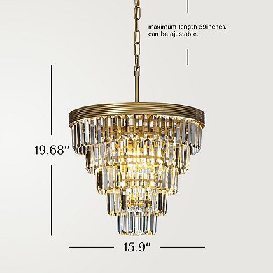 4-Light 16" Glam Tierd Flush Mount With Crystal Accents