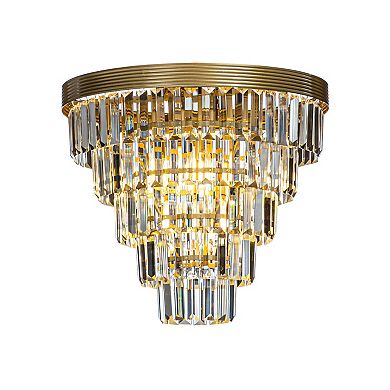 4-Light 16" Glam Tierd Flush Mount With Crystal Accents