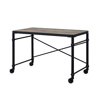 GOODSILO Rustic Writing Desk with Industrial Metal Base and Wood Tabletop