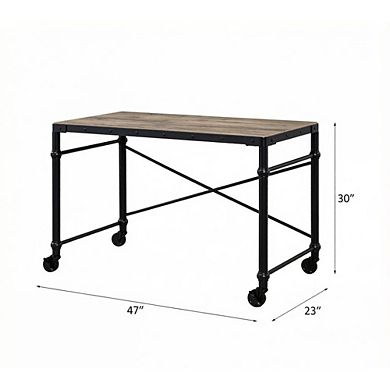 GOODSILO Rustic Writing Desk with Industrial Metal Base and Wood Tabletop