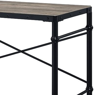GOODSILO Rustic Writing Desk with Industrial Metal Base and Wood Tabletop