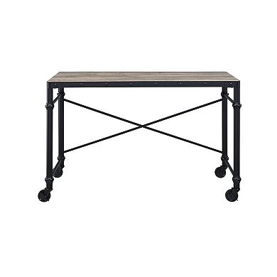 GOODSILO Rustic Writing Desk with Industrial Metal Base and Wood Tabletop