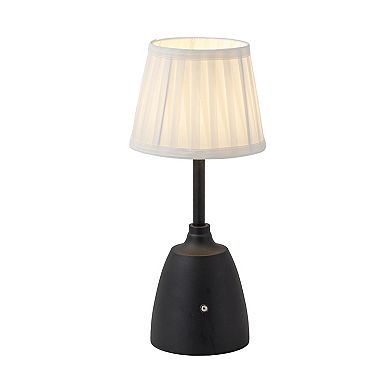 14'' Classic Black Fabric Shade Rechargeable LED Table Lamp Touch Control Cordless USB Nightstand