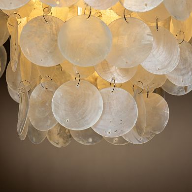 3-Light 13" Indoor Capiz Shell Brass Flush Mount Coastal decor Ceiling Lights