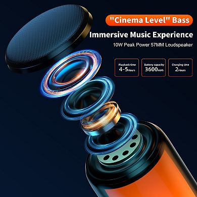 Portable Bluetooth Speaker with LED Modes, 12 Kinds of Color, Bluetooth 5.3, Tandem Surround Sound