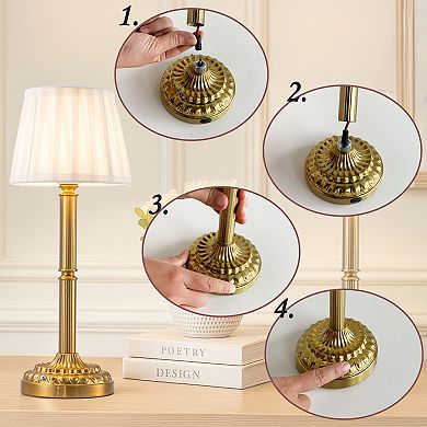 16'' Glam Cordless Table Lamp Touch Control with 3 Way Classic Elegant Dimmable Rechargeable LED