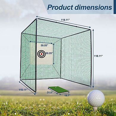 WOW PIONEER 10x10x10ft Golf Practice Net Cage with Metal Frame Hitting Net Kit