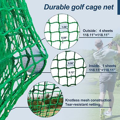 WOW PIONEER 10x10x10ft Golf Practice Net Cage with Metal Frame Hitting Net Kit