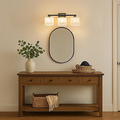 21'' 3-Light Modern Elegant Brass And Black Bathrooom Vanity Light With Milk White Glass Shades