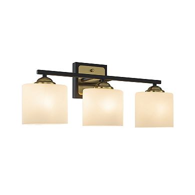 21'' 3-Light Modern Elegant Brass And Black Bathrooom Vanity Light With Milk White Glass Shades