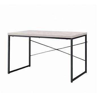 GOODSILO Industrial Style Writing Desk with Faux Concrete Top and Metal Sled Base