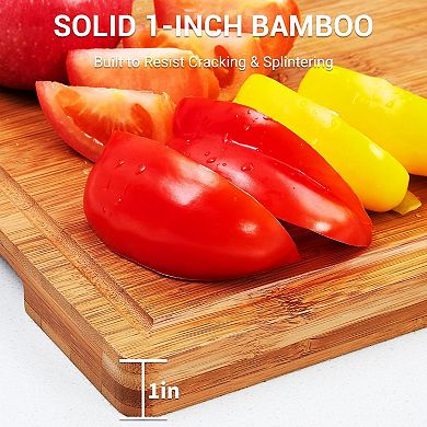 Cutting Board for Kitchen, 16x11 in, 1-in Thick Wood Chopping Board with Deep Juice Groove