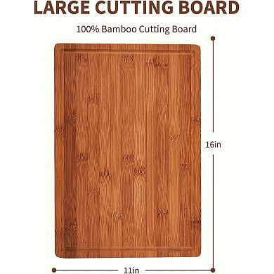 Cutting Board for Kitchen, 16x11 in, 1-in Thick Wood Chopping Board with Deep Juice Groove
