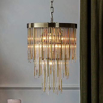 14'' Modern Glam 7-Light Antique Bronze Waterfall Chandelier Adjustable Ceiling Pendant for Bedroom