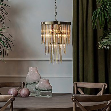 14'' Modern Glam 7-Light Antique Bronze Waterfall Chandelier Adjustable Ceiling Pendant for Bedroom