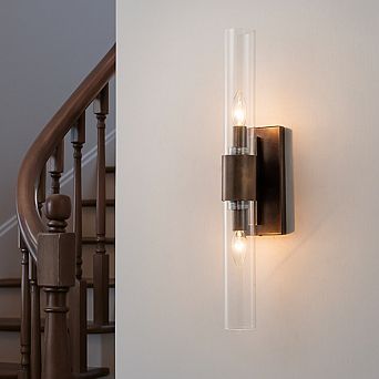 23'' Tall Antique Bronze 2-Light Modern Vanity Light Over Mirror Unique/Statement Double Wall Sconce
