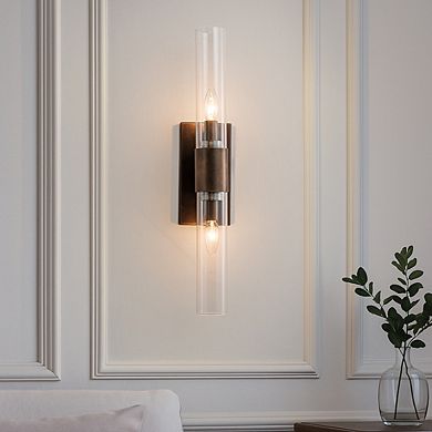 23'' Tall Antique Bronze 2-Light Modern Vanity Light Over Mirror Unique/Statement Double Wall Sconce