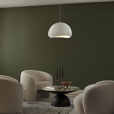 1 Lights W20in Modern Dome Pendant Light Single Modern White Chandelier for Dining Room