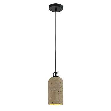 1-Light 5'' Modern Farmhouse Natural Travetine Single Pendant Light Coastal Cylinder Hanging Light