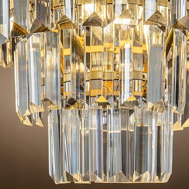 3-Light 13" Glam Tierd Flush Mount With Crystal Accents