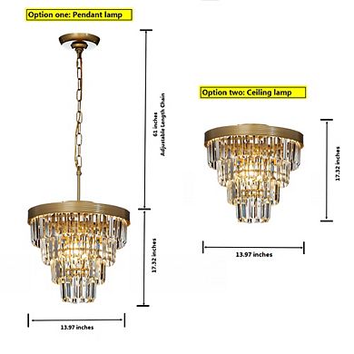3-Light 13" Glam Tierd Flush Mount With Crystal Accents