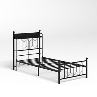 GOODSILO Modern Twin Bed Frame with LED Headboard and Charging Station