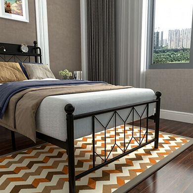 GOODSILO Modern Twin Bed Frame with LED Headboard and Charging Station